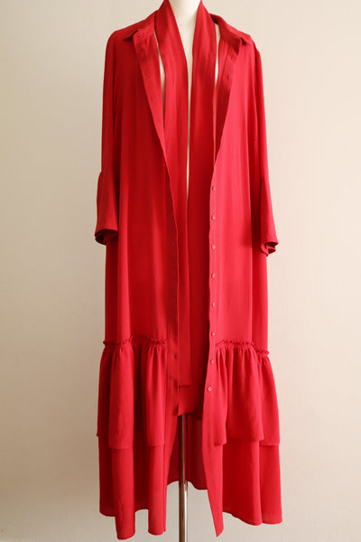 80s Bell Sleeve Dark Red Maxi Dress