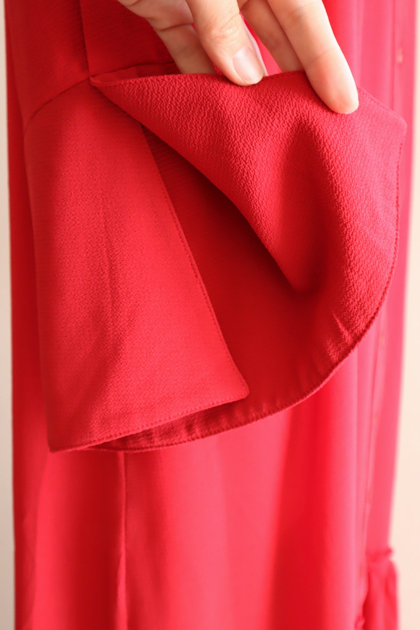 80s Bell Sleeve Dark Red Maxi Dress