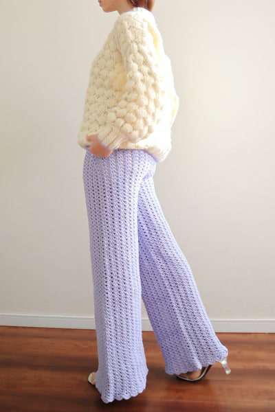 70s Crochet Knit Cotton Pants