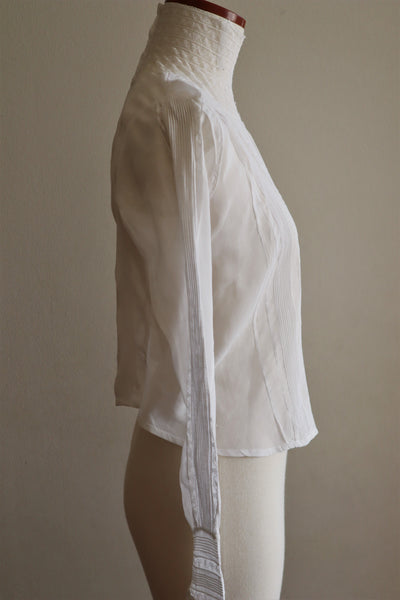 1900s Bright White Lawn Cotton Edwardian Blouse