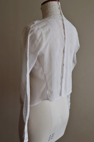 1900s Bright White Lawn Cotton Edwardian Blouse