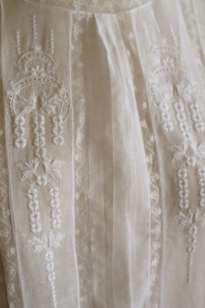 1900s Bright White Lawn Cotton Edwardian Blouse