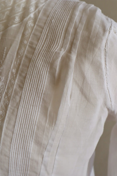 1900s Bright White Lawn Cotton Edwardian Blouse