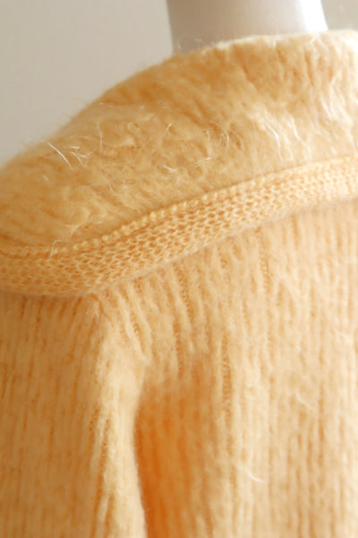 50s~60s Hand Knit Peach Mohair Cardigan