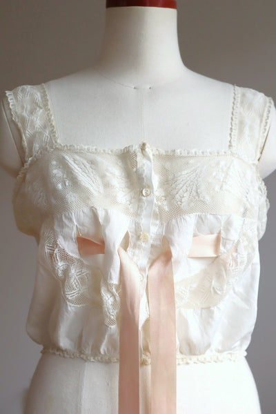 1920s Leaf lace Ribbon Camisole