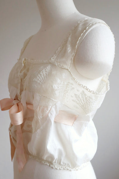 1920s Leaf lace Ribbon Camisole