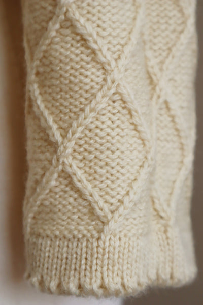 80s Austrian Pure New Wool Cardigan Puff Sleeve Khaki Line