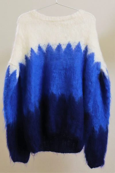 80s Hand Knit Blue Mohair Sweater