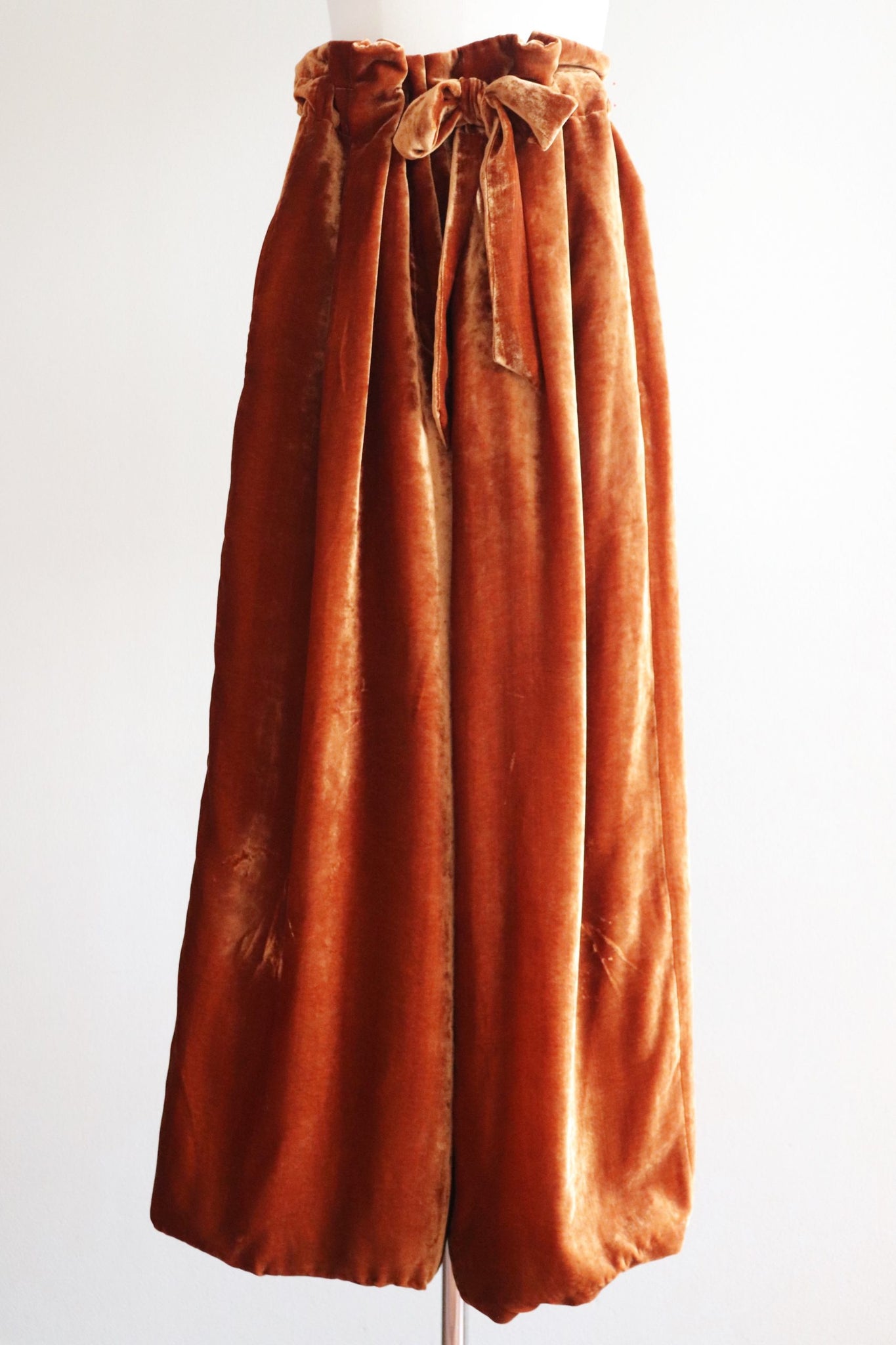 Vintage Orange Velvet Drawstring Pants