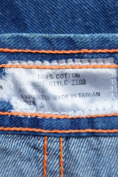 70s Button Design Bell Bottom Denim Pants