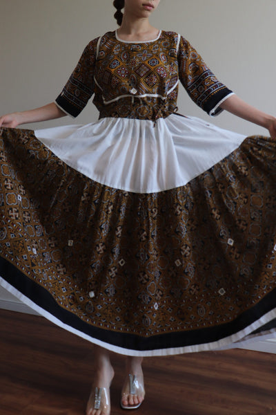 80s Indian Cotton Blouse Skirt Set