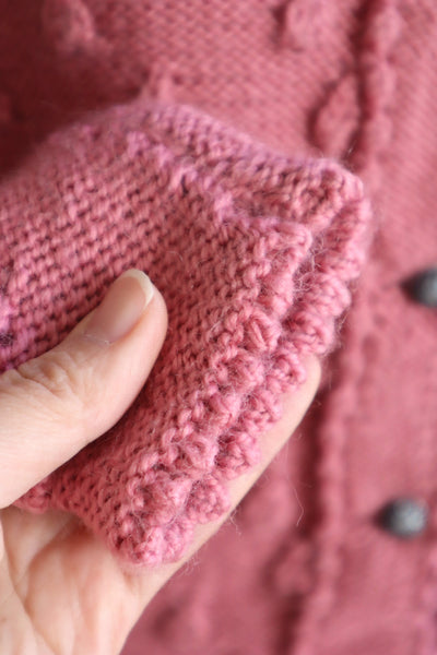 70s Chocolate Pink Hand Knit Austrian Cardigan