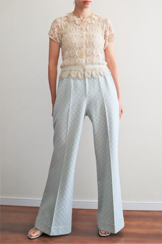 70s Double Knit Turn Up Bell Bottom Pants