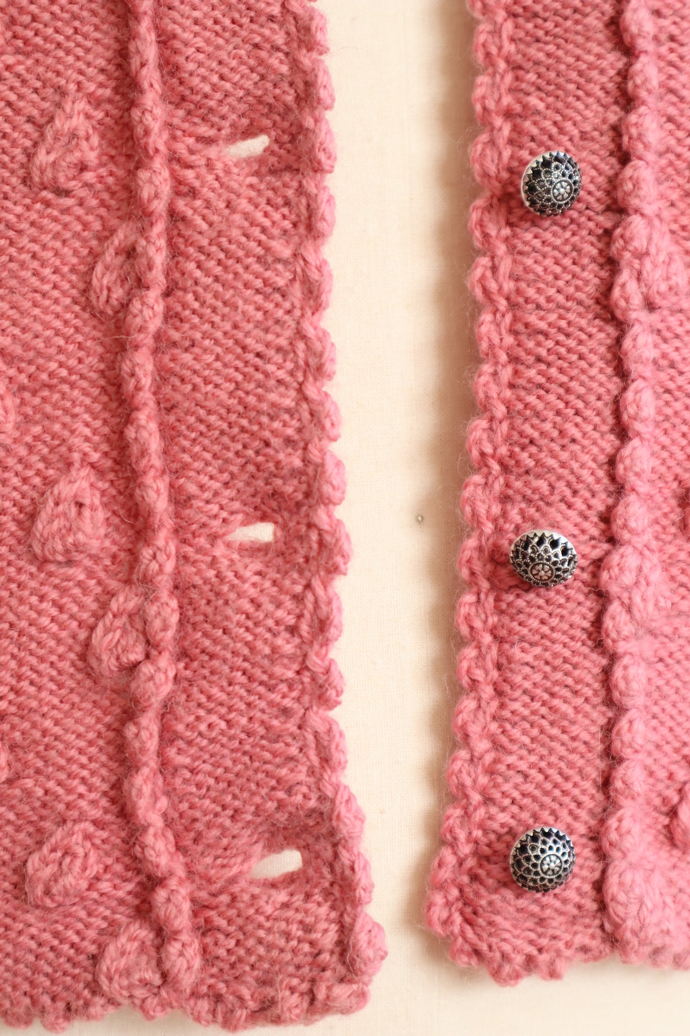 70s Chocolate Pink Hand Knit Austrian Cardigan