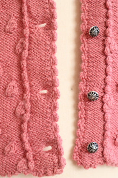 70s Chocolate Pink Hand Knit Austrian Cardigan