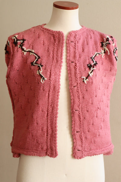 70s Chocolate Pink Hand Knit Austrian Cardigan