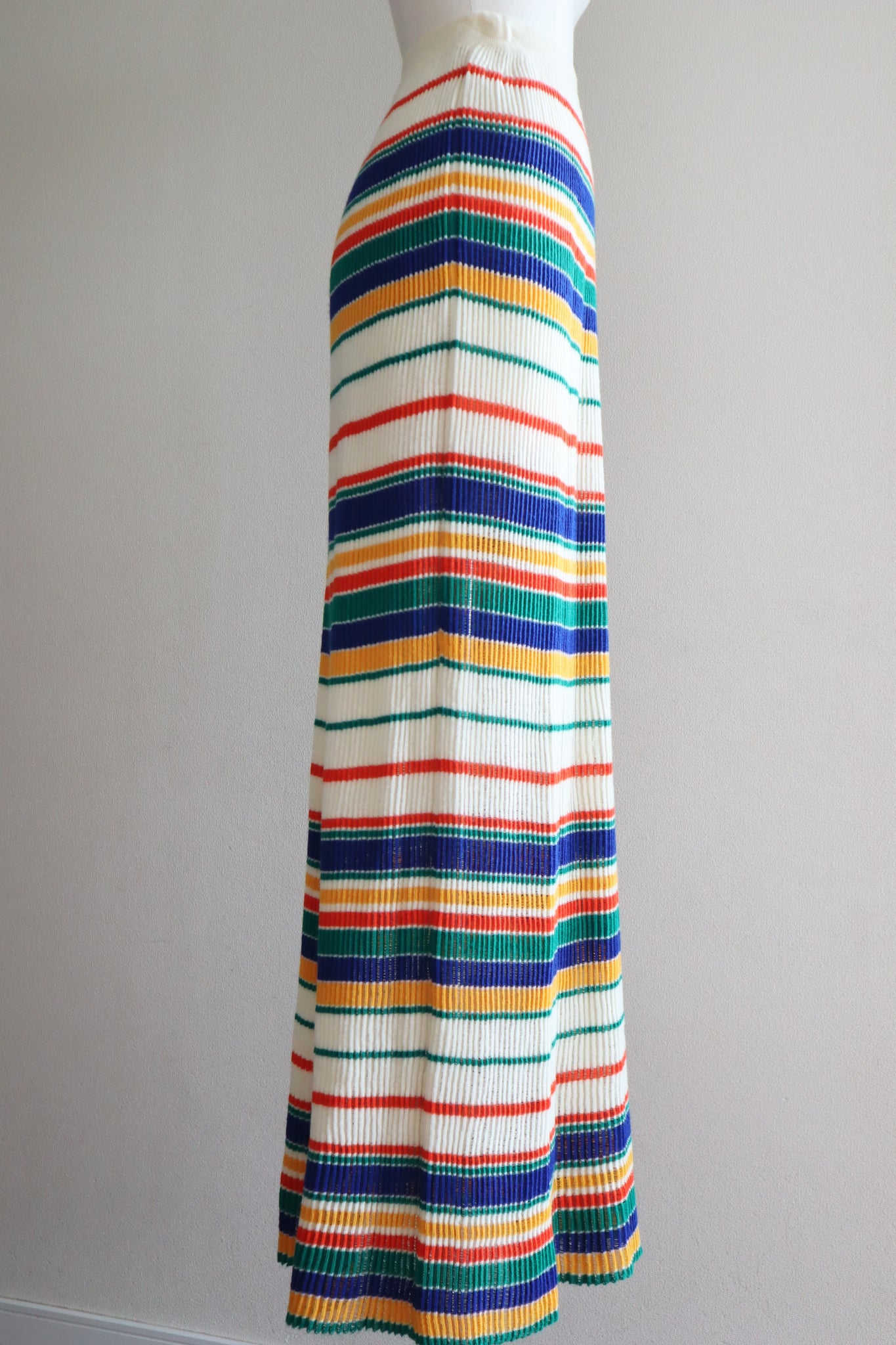 70s Vintage Italian Knit Striped Maxi Skirt