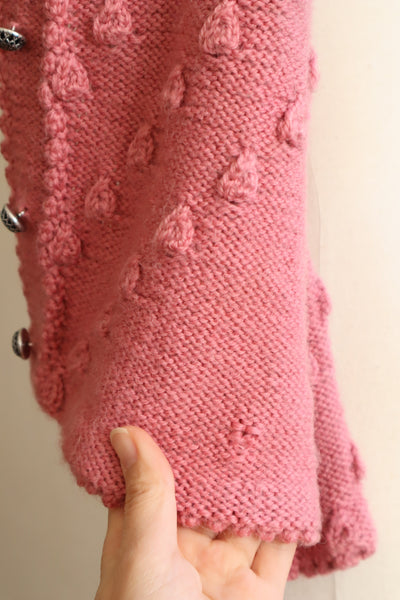 70s Chocolate Pink Hand Knit Austrian Cardigan