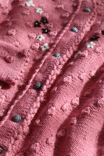 70s Chocolate Pink Hand Knit Austrian Cardigan