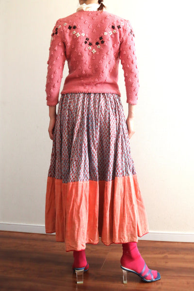 70s Chocolate Pink Hand Knit Austrian Cardigan