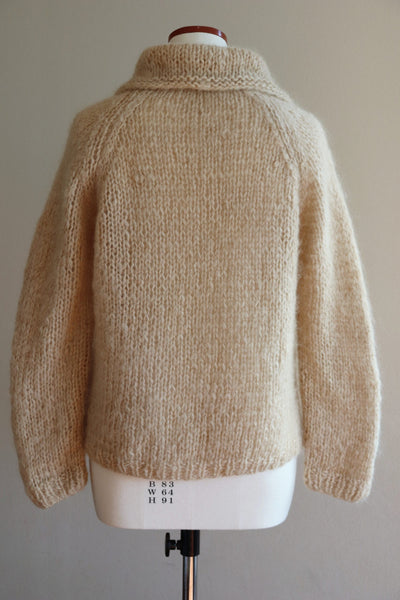 60s Hand Knit Mohair Cardigan Beige