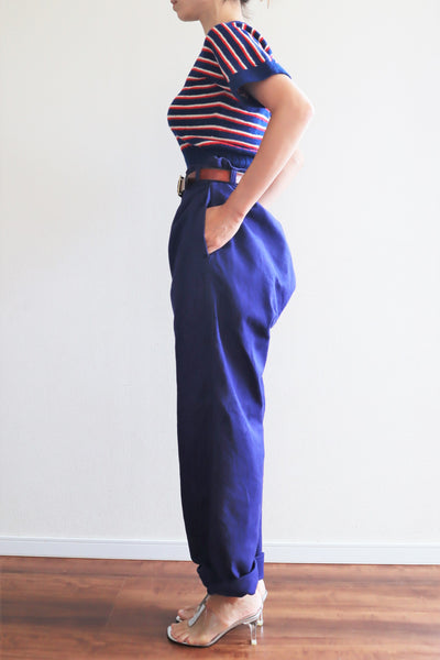 1950s Le Mont St Michel Blue Moleskin Pants