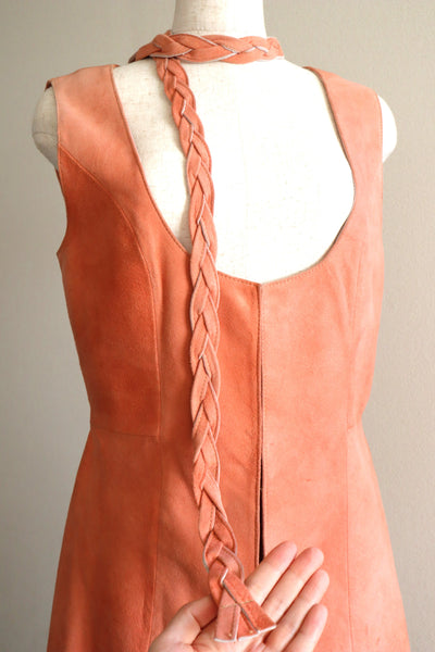 70s Salmon Pink Suede Three Piece Matching Set
