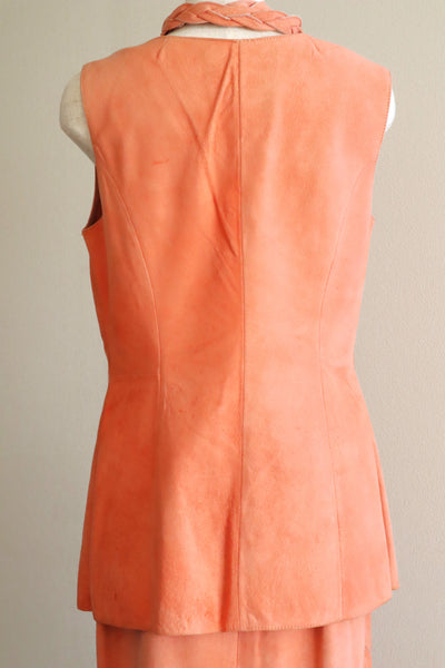 70s Salmon Pink Suede Three Piece Matching Set