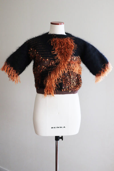 80s Angora Short Sleeve Knit Sweater