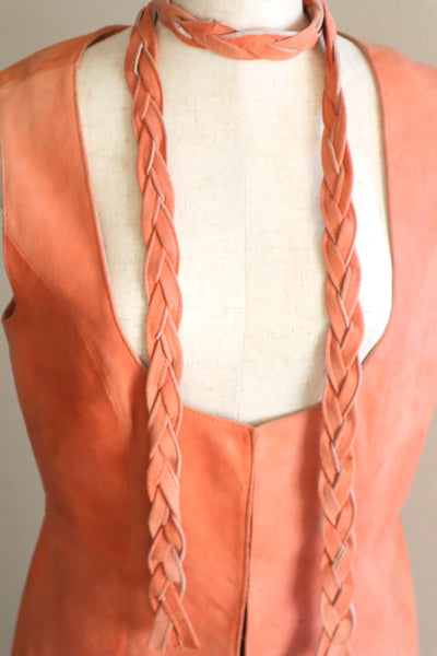 70s Salmon Pink Suede Three Piece Matching Set