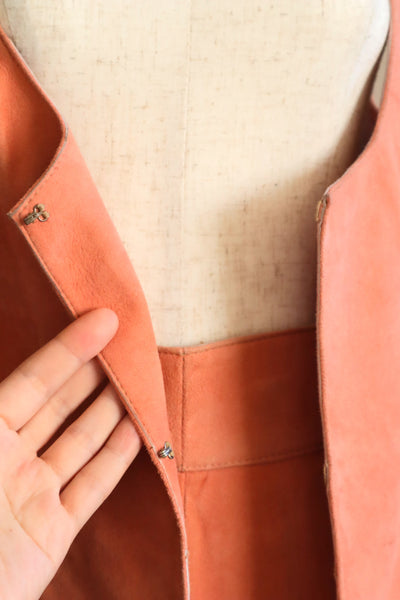 70s Salmon Pink Suede Three Piece Matching Set