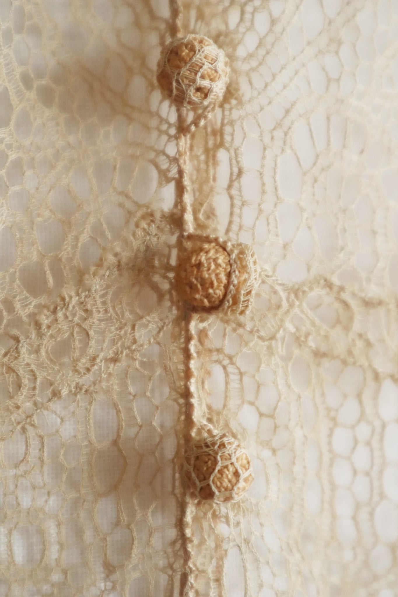 1920s Antique Tea Stain Color Lace Dress