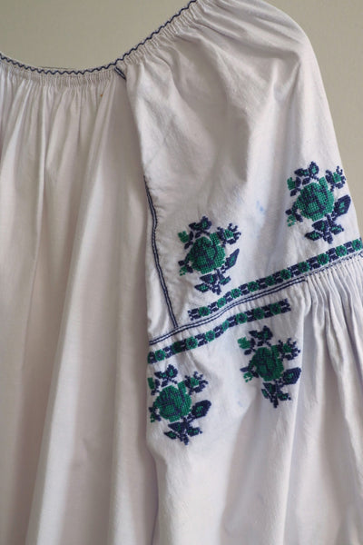 1940s Traditional Embroidered Ukraine Dress Blue