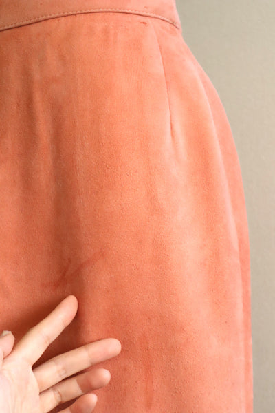 70s Salmon Pink Suede Three Piece Matching Set
