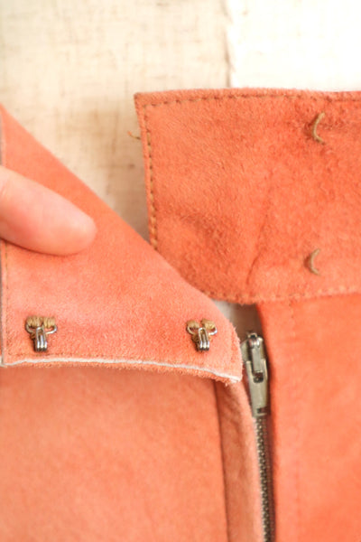 70s Salmon Pink Suede Three Piece Matching Set