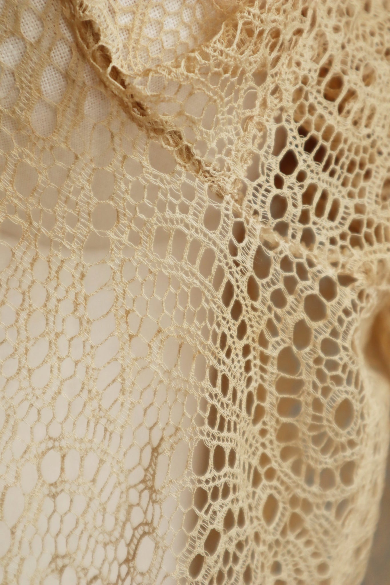 1920s Antique Tea Stain Color Lace Dress