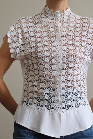 1950s White Lace Blouse