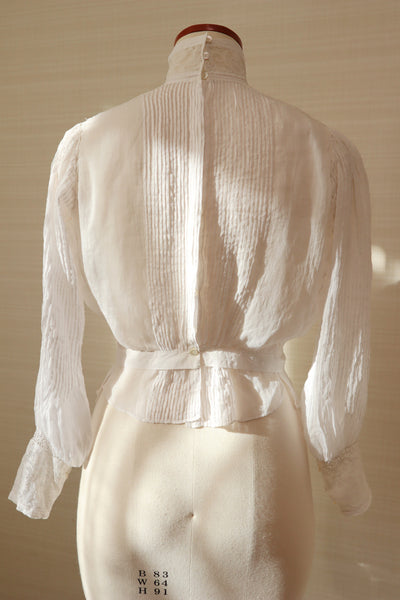 1910s Edwardian Lace Fine Cotton Blouse