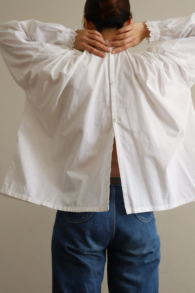 19th Antique French White Cotton Blouse
