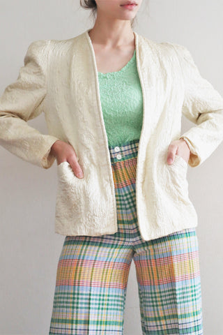 1940s Quilted Satin Jacket Cream