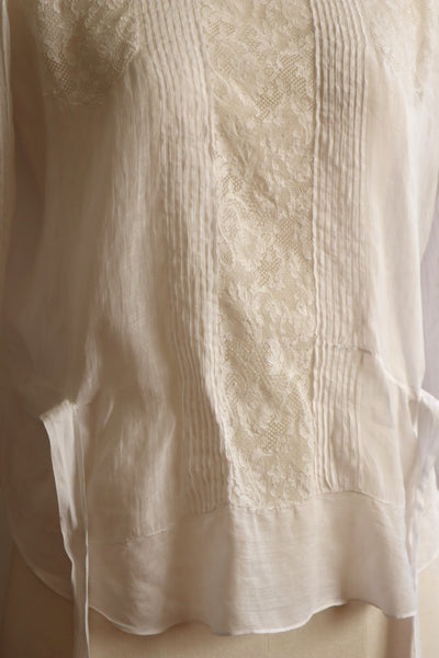 1910s Edwardian Lace Fine Cotton Blouse