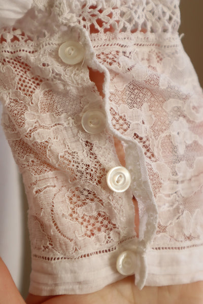 1910s Edwardian Lace Fine Cotton Blouse