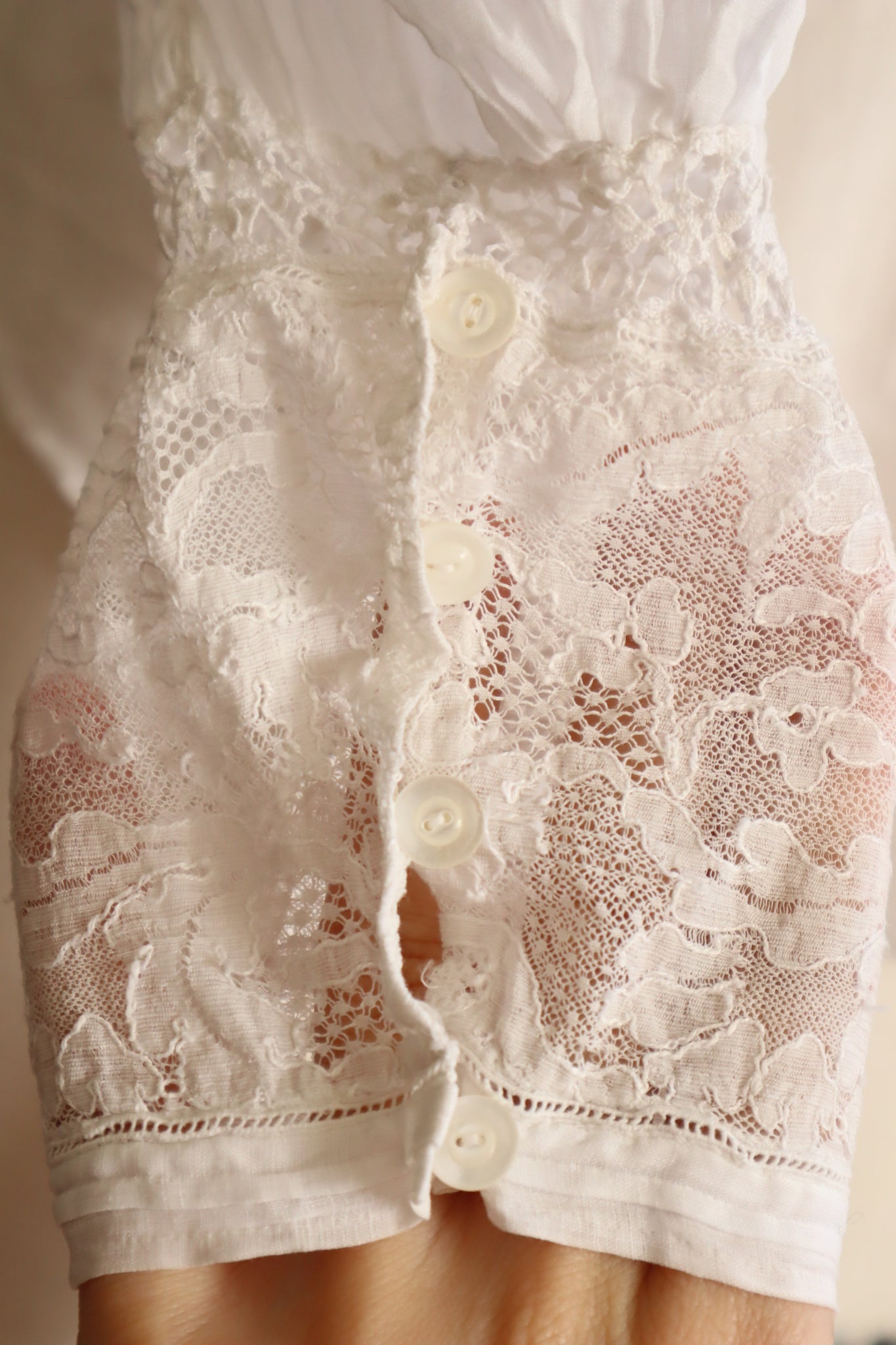 1910s Edwardian Lace Fine Cotton Blouse