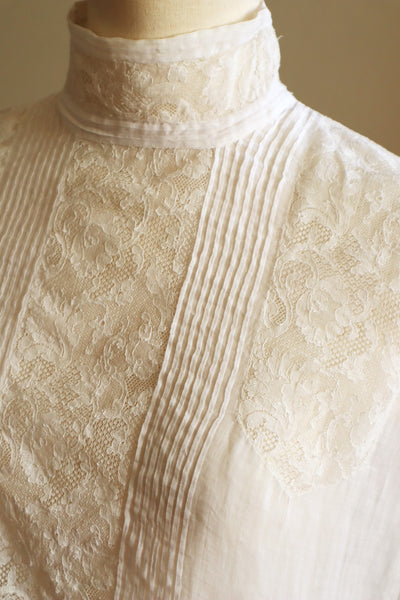 1910s Edwardian Lace Fine Cotton Blouse