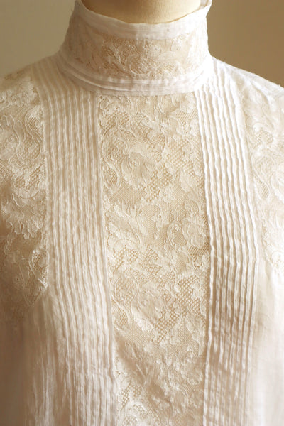 1910s Edwardian Lace Fine Cotton Blouse