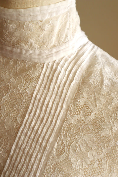 1910s Edwardian Lace Fine Cotton Blouse