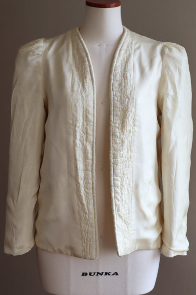 1940s Quilted Satin Jacket Cream