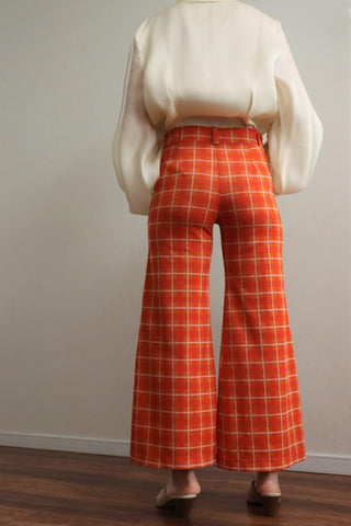 60s Orange Plaid Bell Bottoms