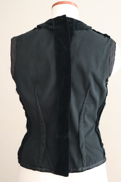 50s Women's Sleeveless Black Velvet Blouse