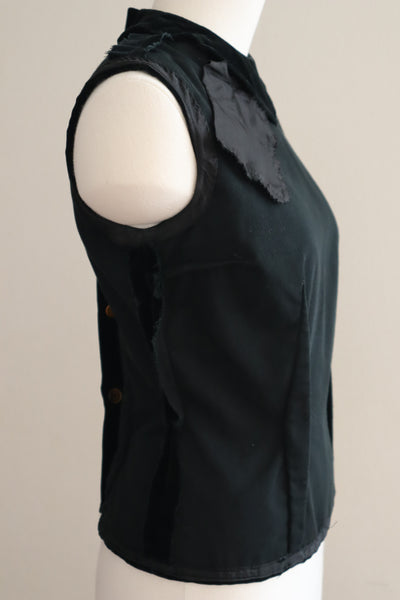 50s Women's Sleeveless Black Velvet Blouse